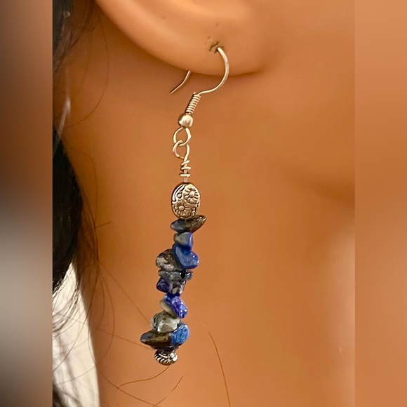 Source Unknown Jewelry - Blue gemstone wire pierced earrings jewelry